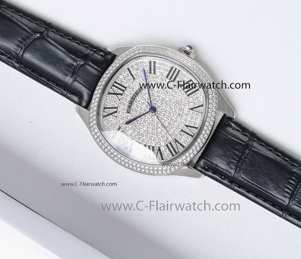 Swiss Grade 1 Copy Ronde De Cartier Watch Roman Diamonds Dial Swiss Grade 1 Copy Ronde De Cartier Watch Roman Diamonds Dial